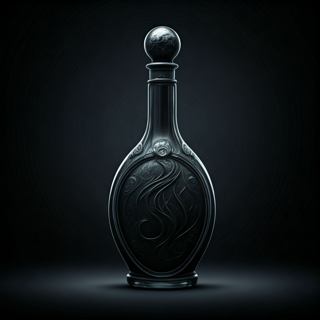 Elegant Black Spirit Bottle with Silver Runes