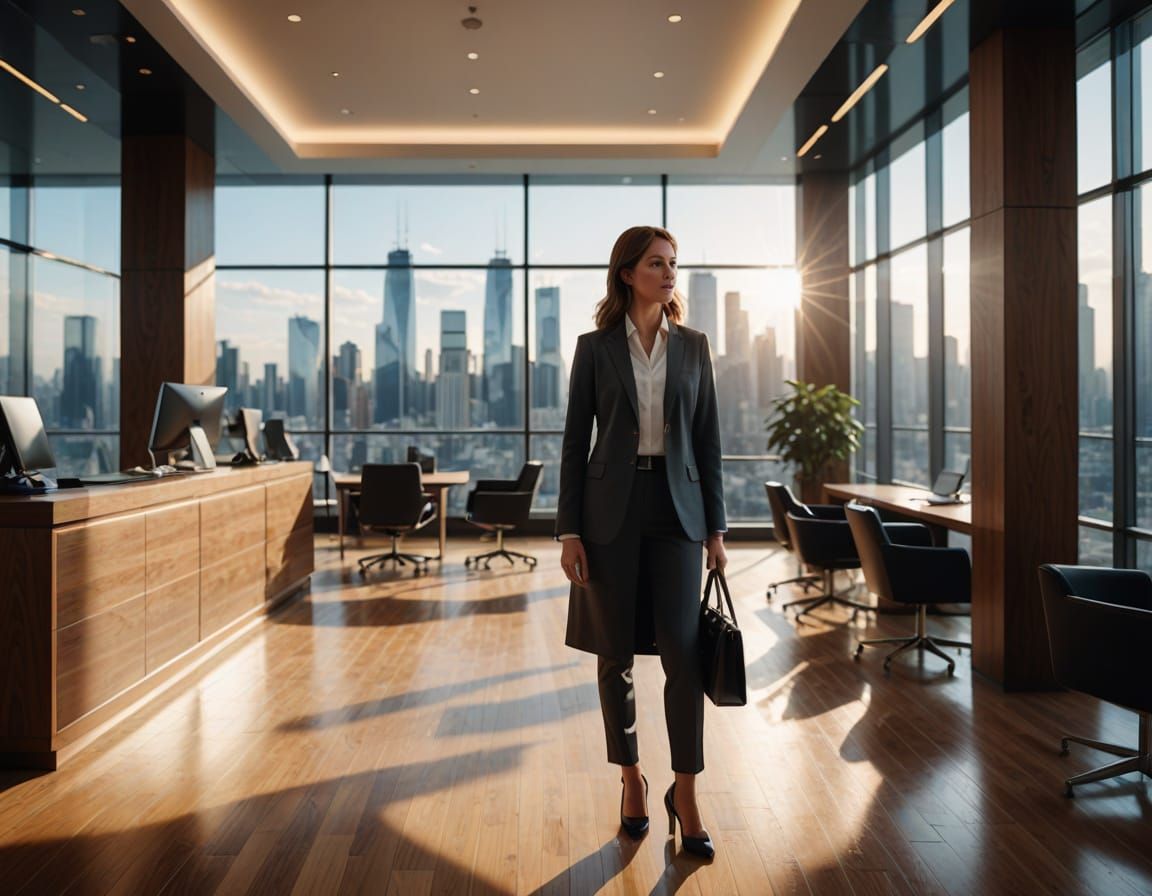 Contemporary Businesswoman in a Sleek Corporate Office