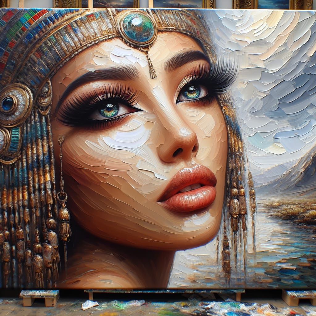 Egyptian Queen Portrait in Oil Painting Style