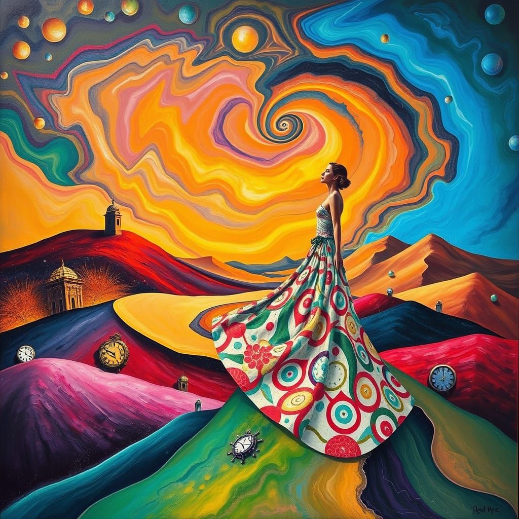 Surreal Landscape with Melting Clocks and Tessellations