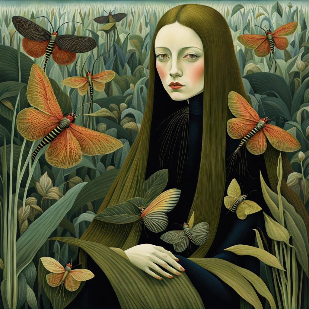 Surreal Orchid Woman in Dreamlike Digital Art