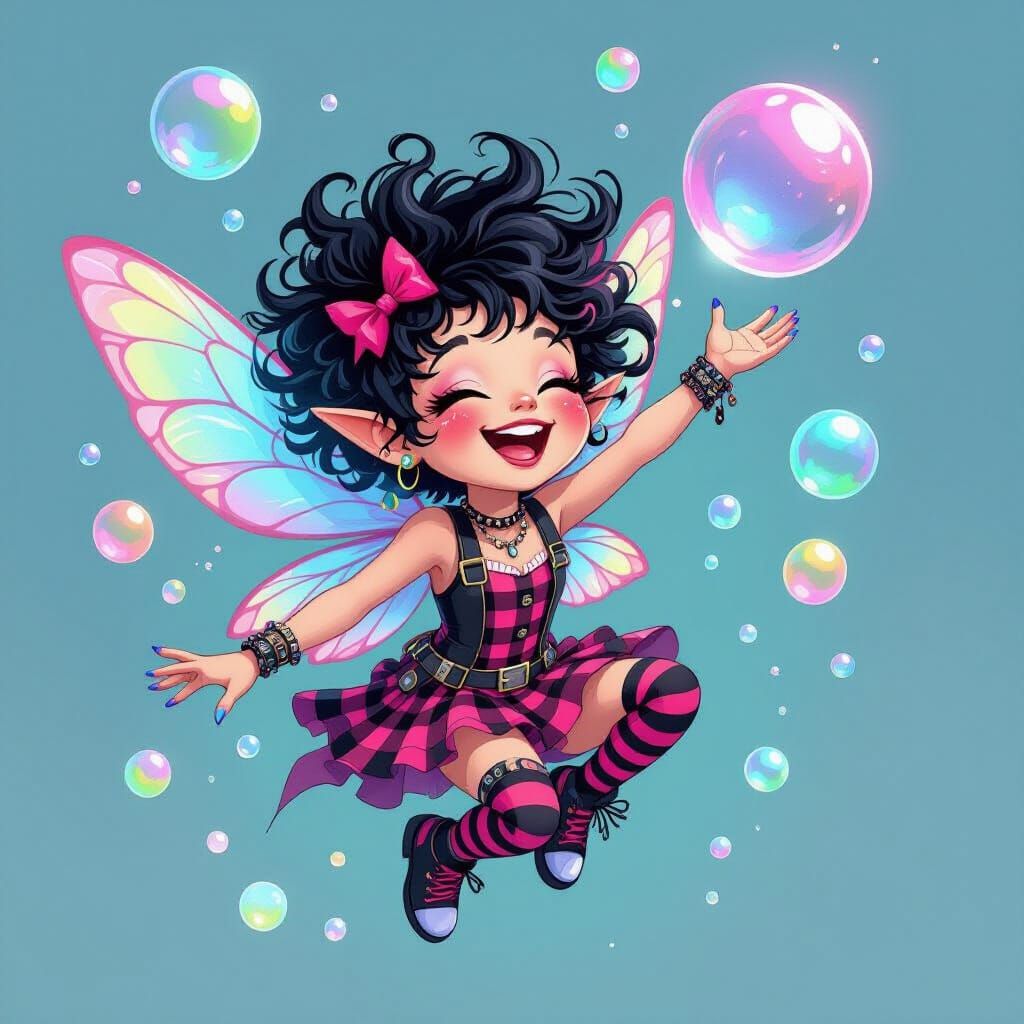 Punk Rock Fairy in a Bubble Dreamscape
