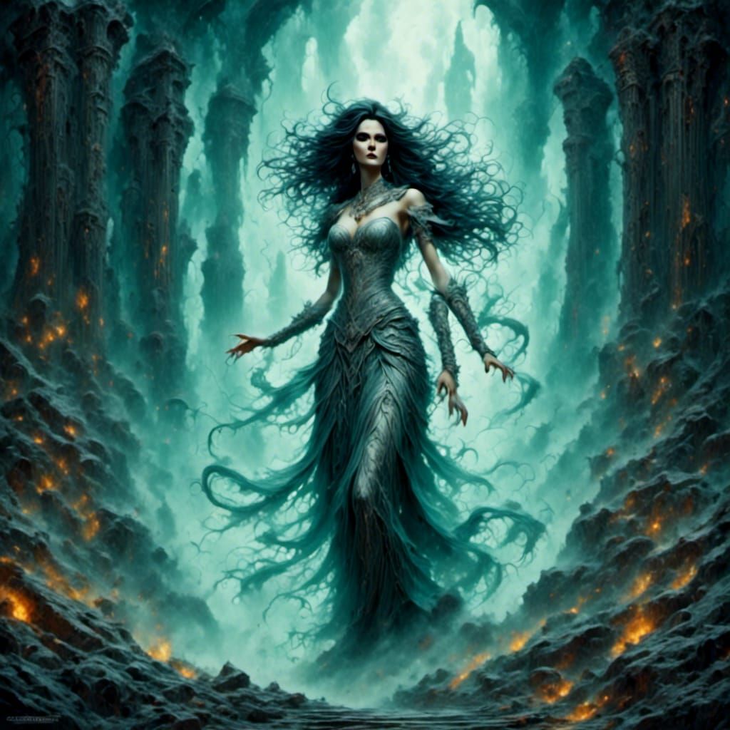 Screaming Banshee in Dark Fantasy Horror Style