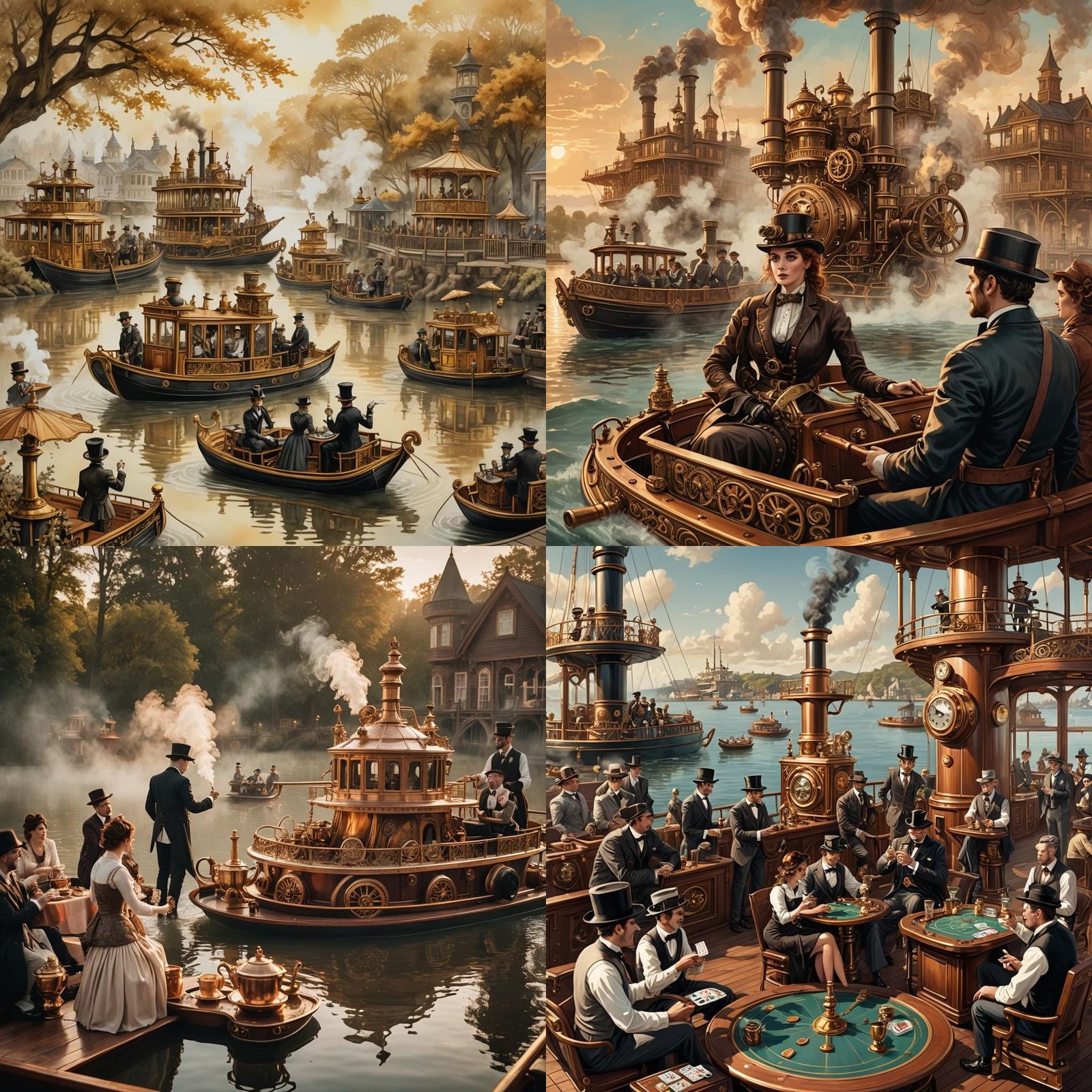 Steampunk Paddle Boat on the River