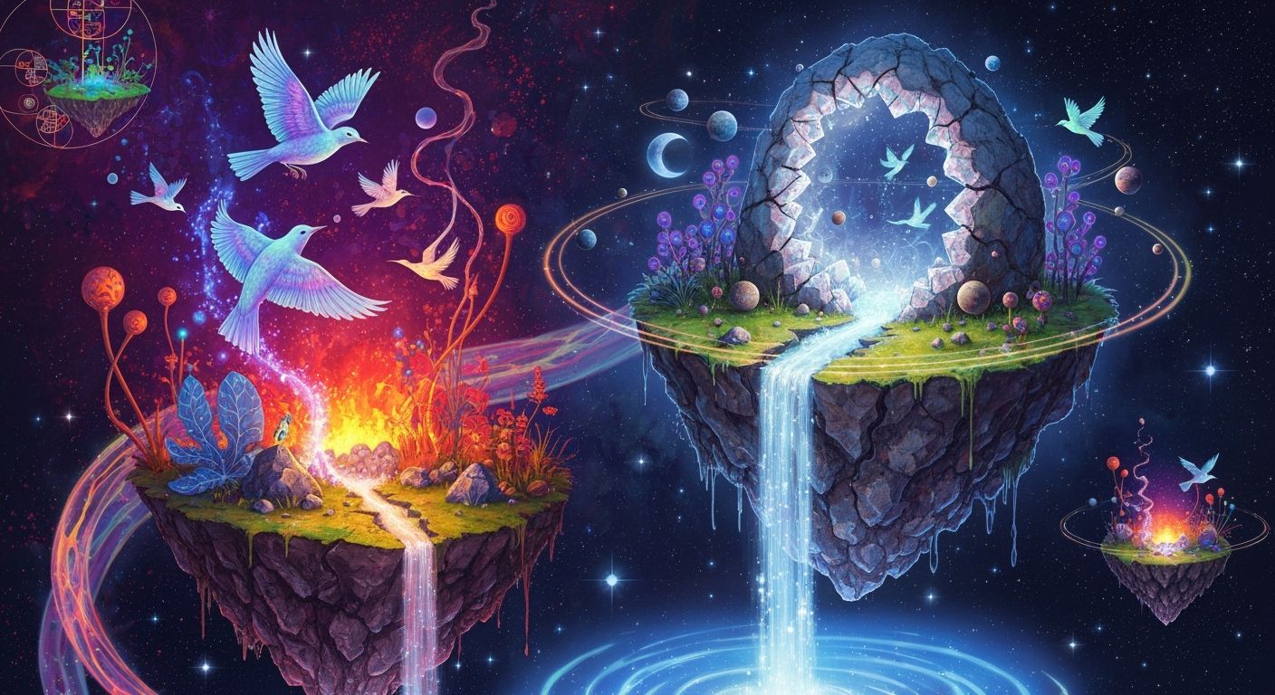 Cosmic Geode Island with Stardust Waterfall