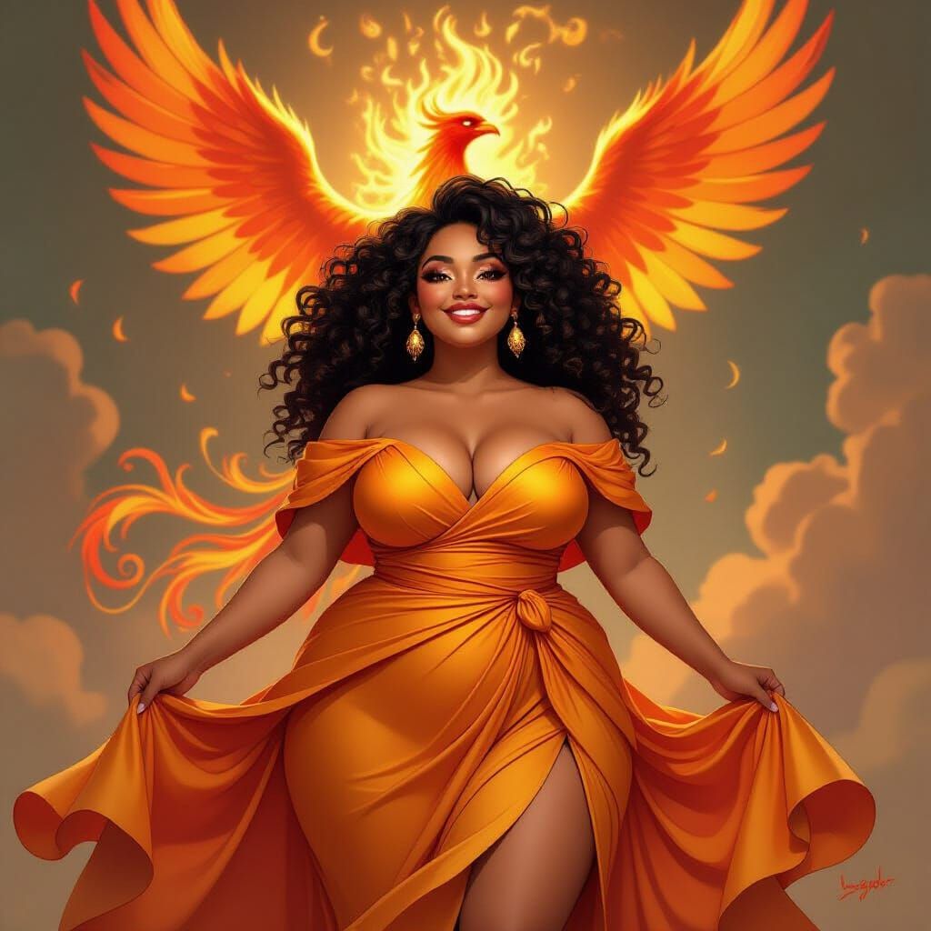 Flaming Dress: A Phoenix Rises in Digital Art