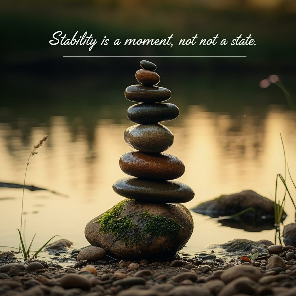 Balanced River Stones in Painterly Realism Style