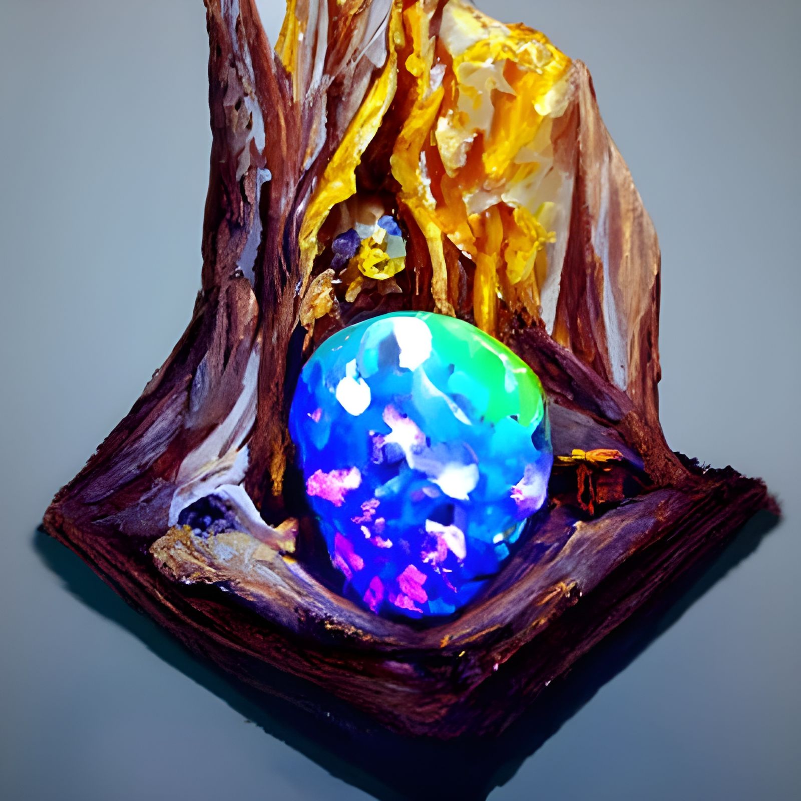 Opal in a Tree: Oil Painting Style
