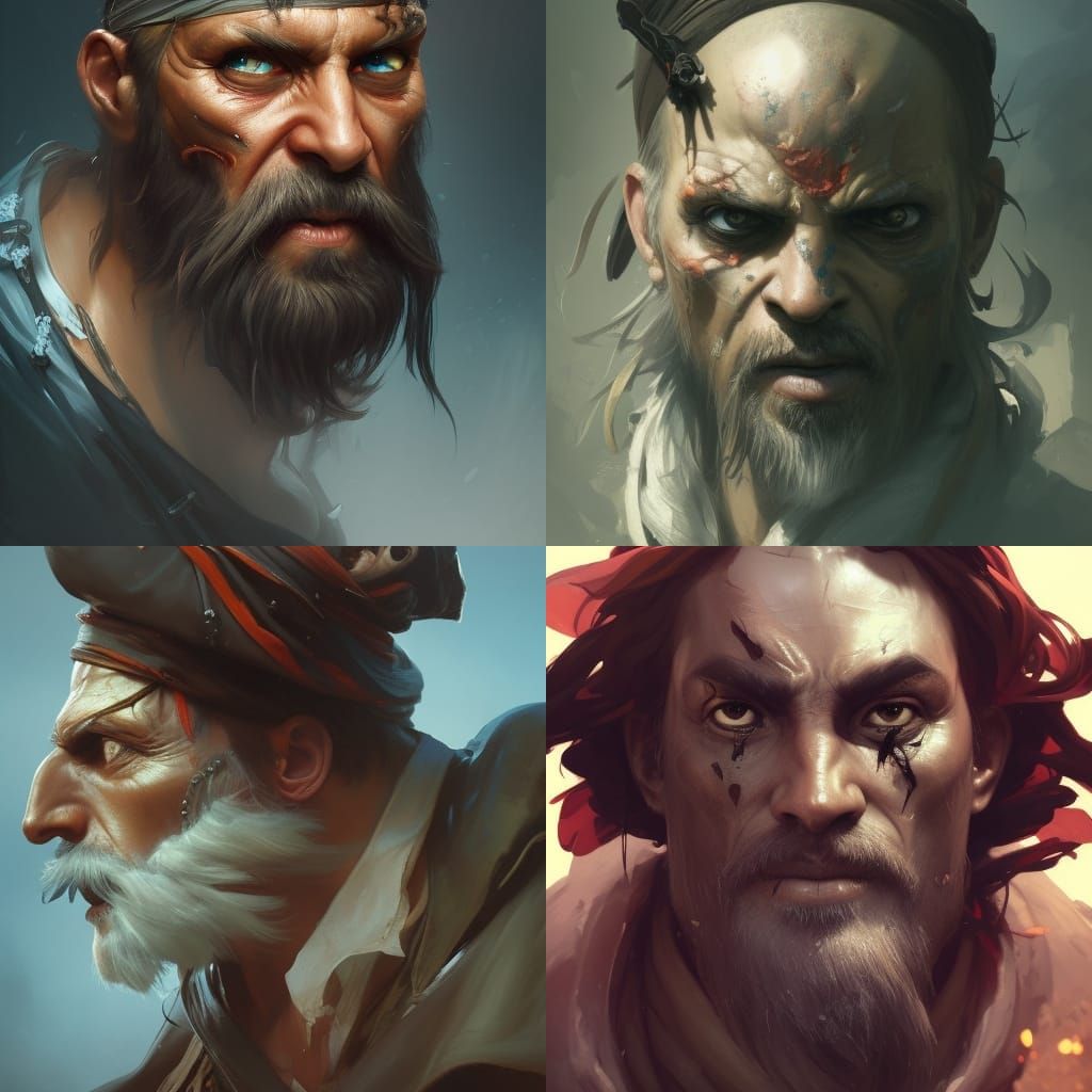 Scary Pirate Portrait in Detailed Digital Art Style