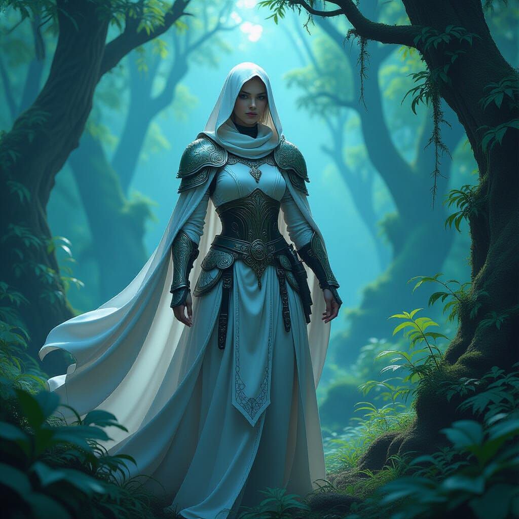 Cleric in Celtic Armor in Mystical Forest
