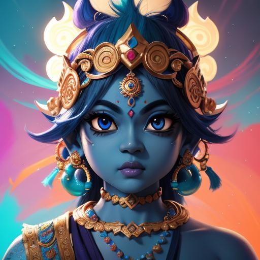 Krishna Kawaii Cartoon Character in 8K