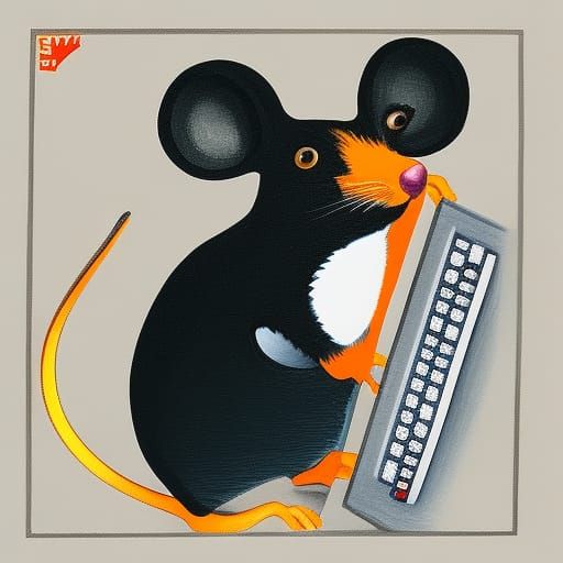 Detailed Gouache Painting of a Computer Mouse