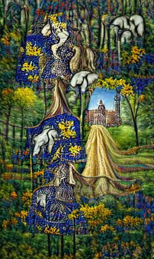 Lady and Unicorn Tapestry in Mille-fleurs Style