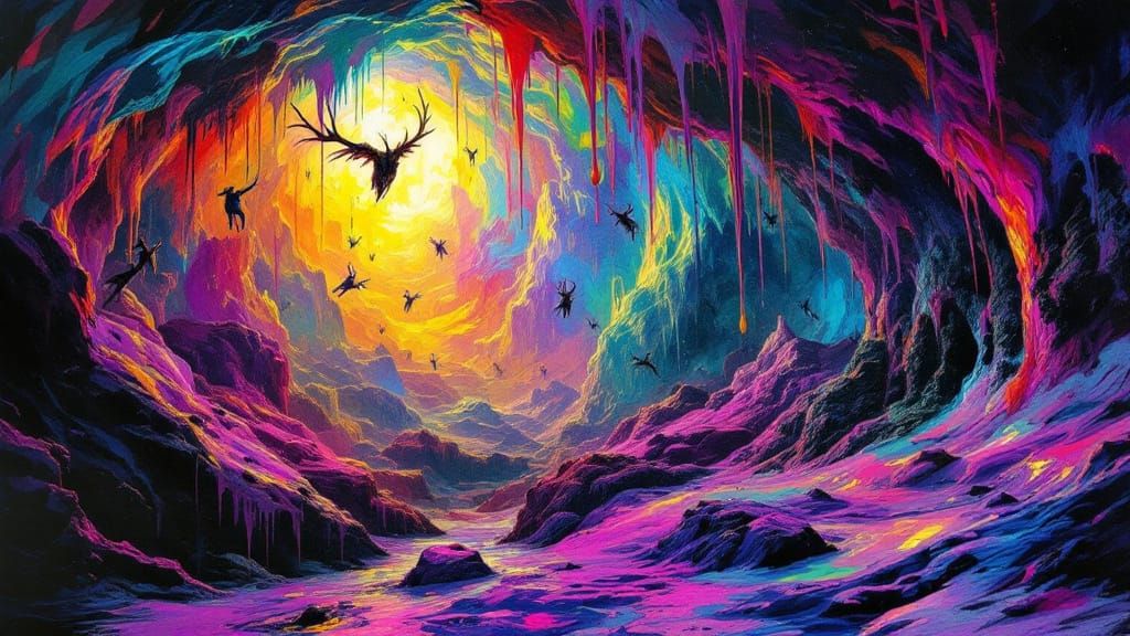 Psychedelic Paint Cave Inspired by Surreal Visions