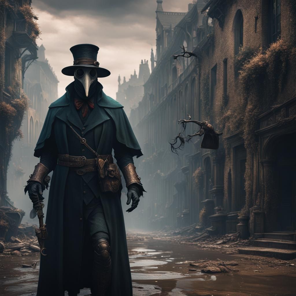 Lonely Plague Doctor in Detailed Matte Painting