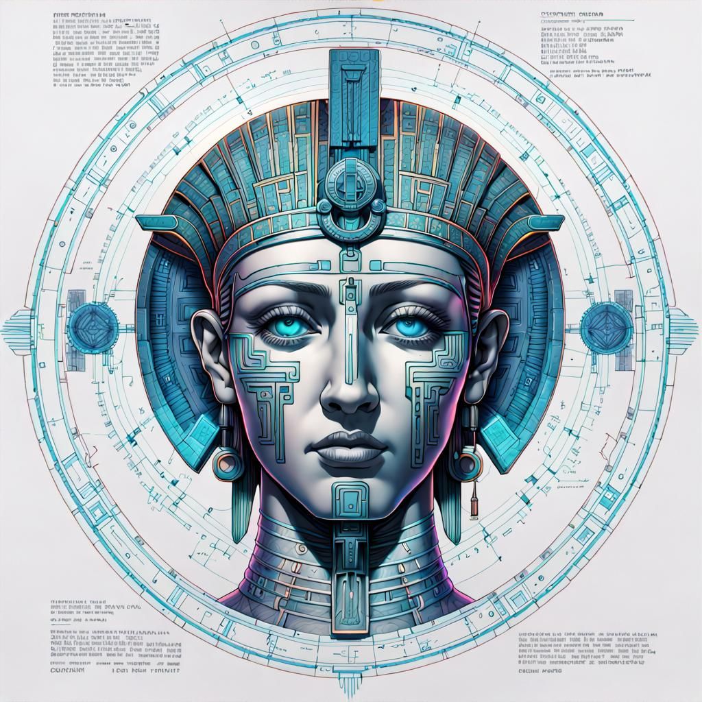 Technocore Mind Meld: Hyperrealistic Technical Drawing