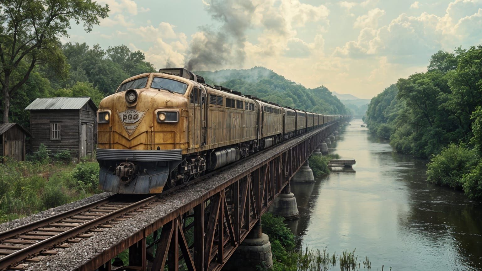 Vintage Streamliner Chugs Along Winding River