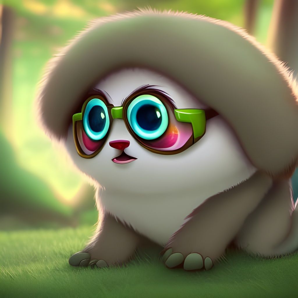 Happy Fluffy Character in Park: 3D Cartoon