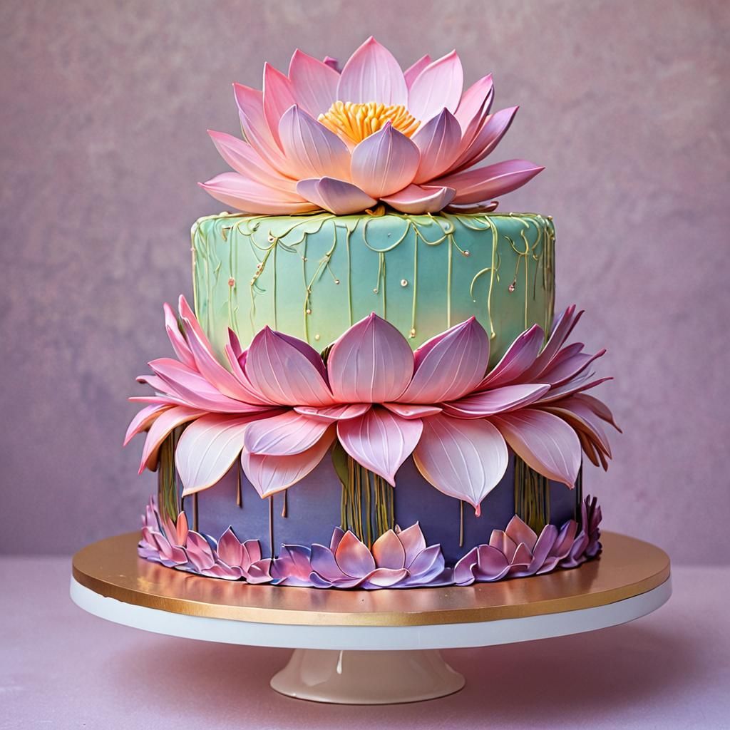 Iridescent Lotus Cake in Disney Guweiz Style