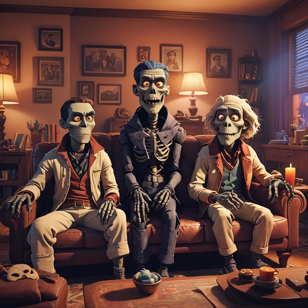 Monster Friends Relaxing, Pixar-Inspired 3D Art