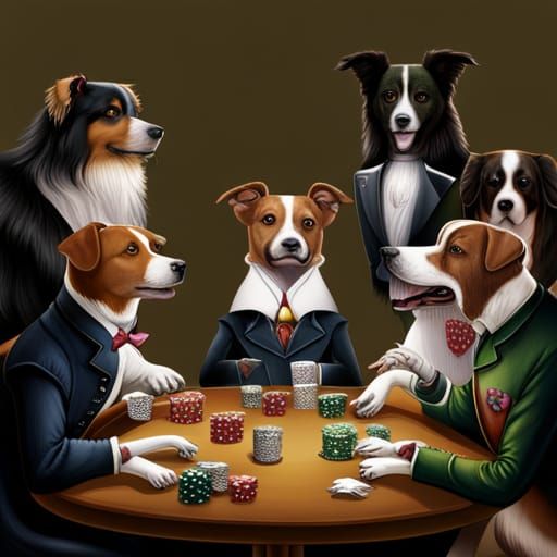 Dogs Playing Poker: Hyperrealistic and Ultra Detailed