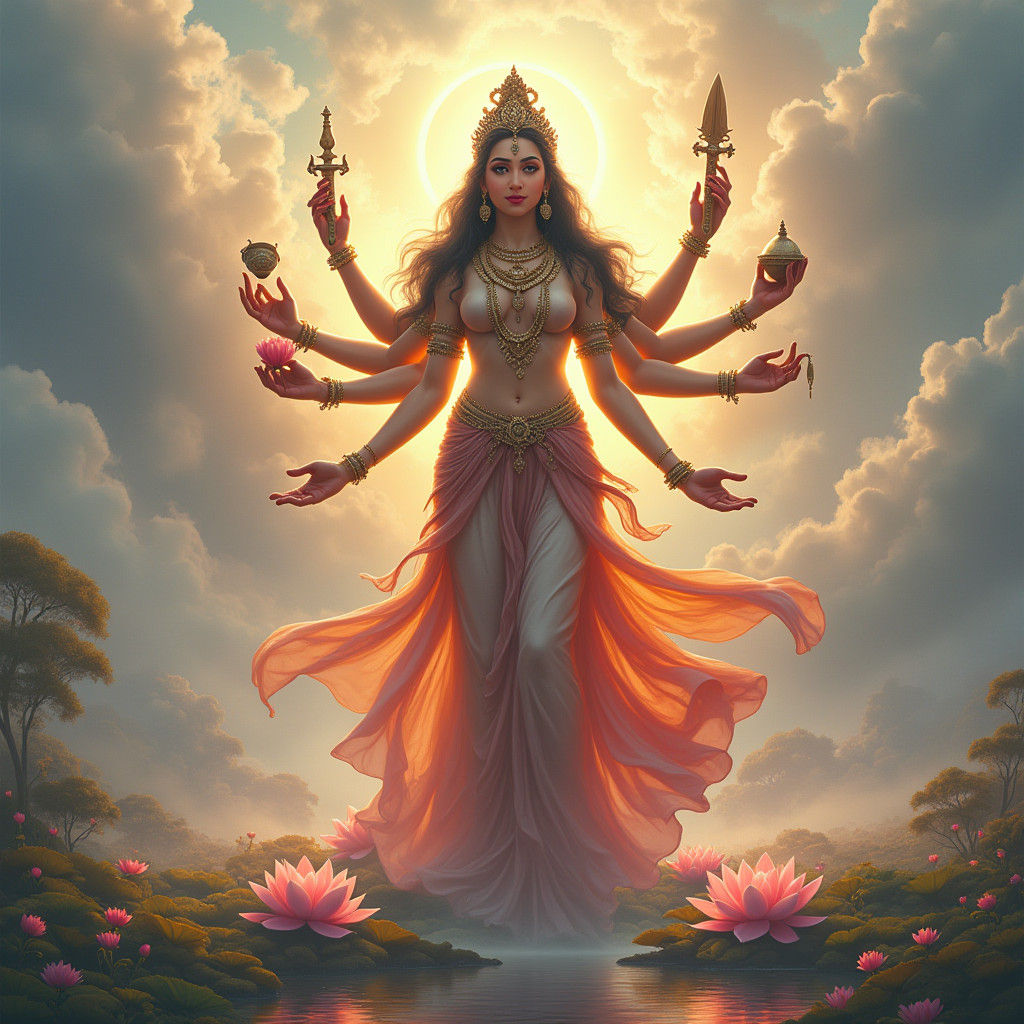 Radiant Devi Ma: Divine Mother in Celestial Light