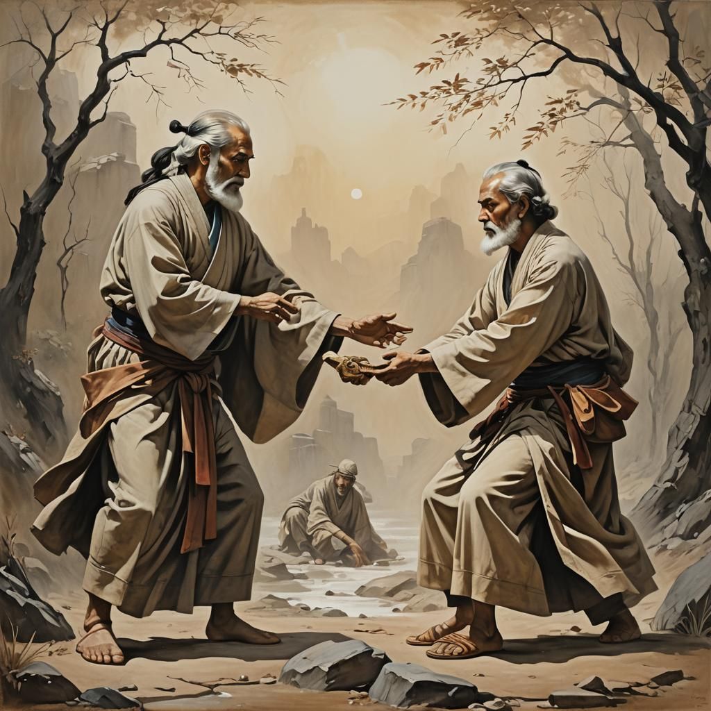 Master and Apprentice Dynamic Oil Painting