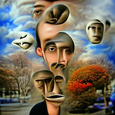 Surreal Human Face in Digital Art