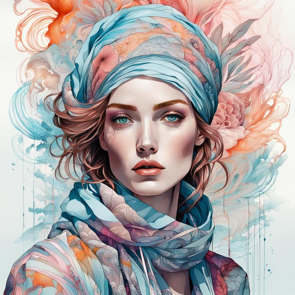 Dreamy Digital Painting of Woman in Fashion