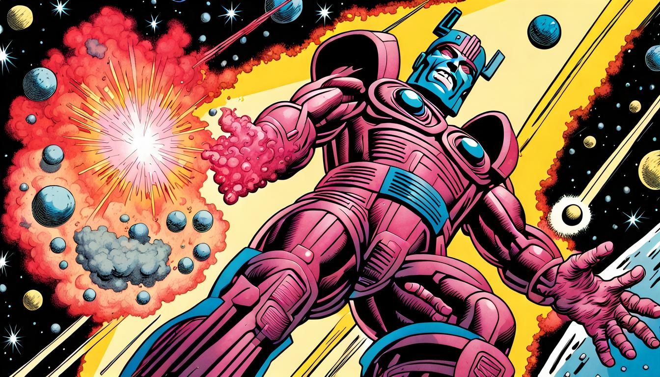 Galactus in a Cosmic Meteor Shower, Comic Book Style