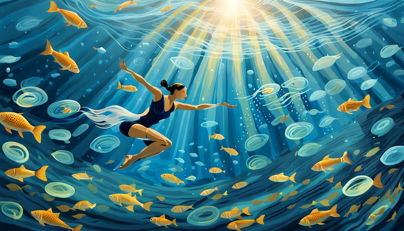 Graceful Swimmer in Underwater Symphony