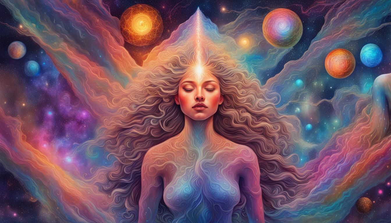 Astral Ascent: Holographic Cosmic Illustration in 8k