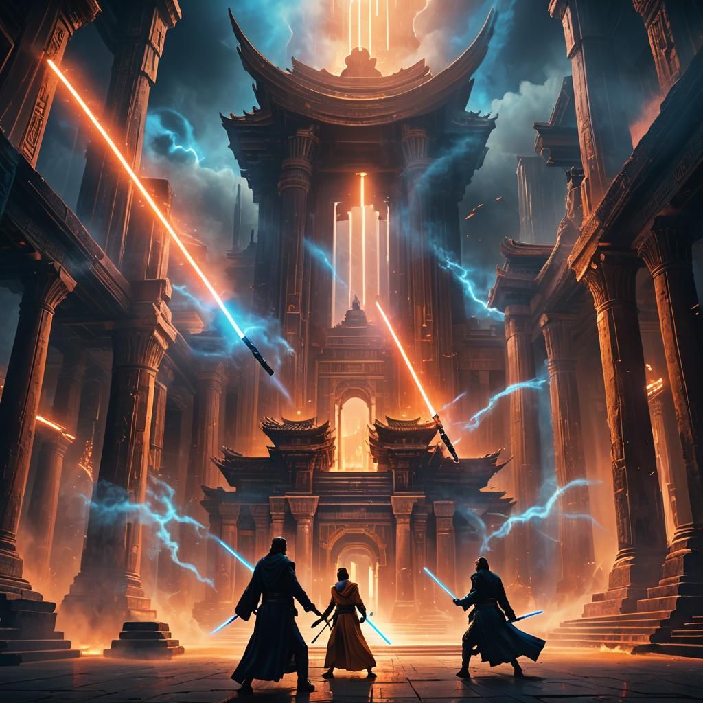 Jedi Duel in Ancient Temple: Cinematic Concept Art