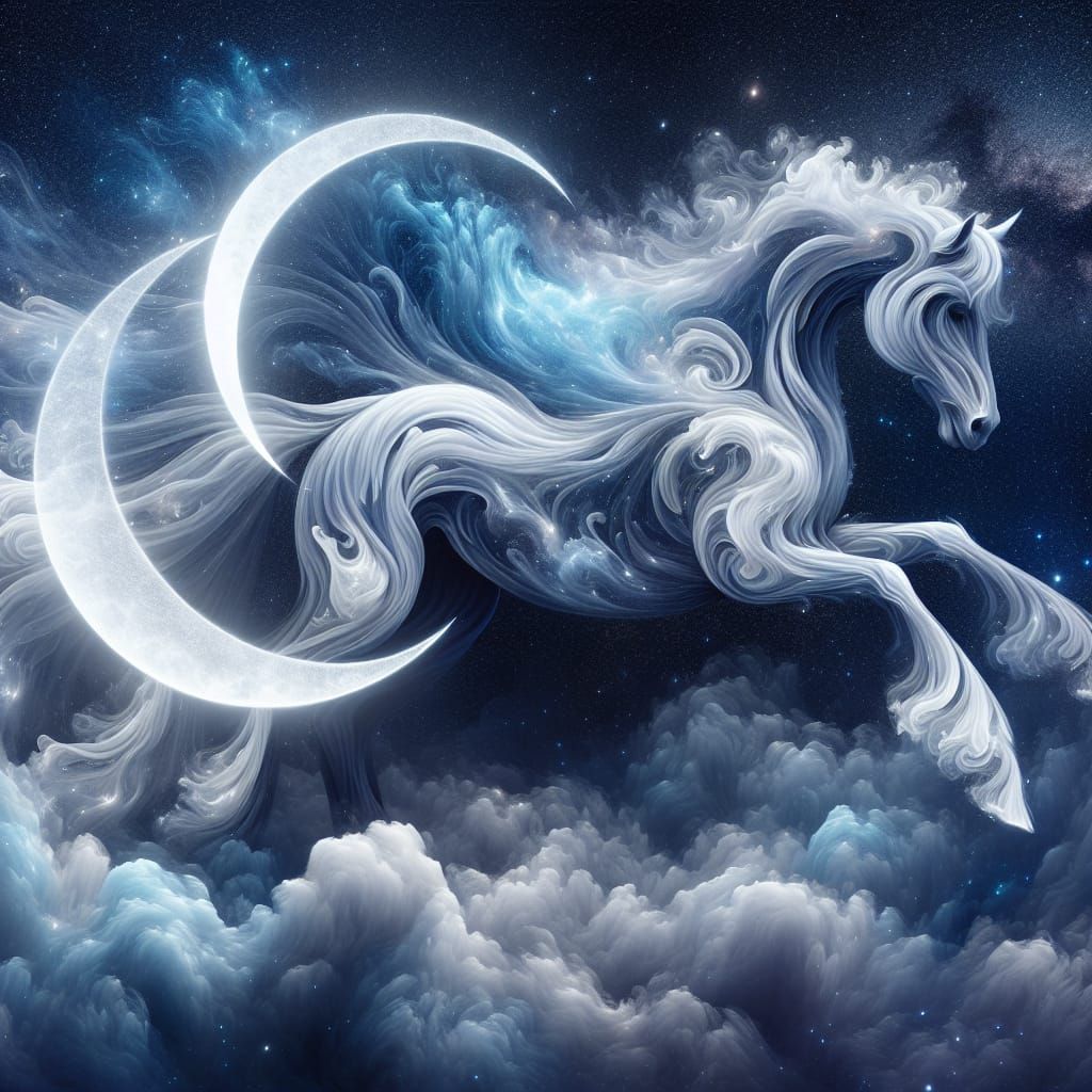 Ethereal Moonbeam Pegasus in a Starlit Sky