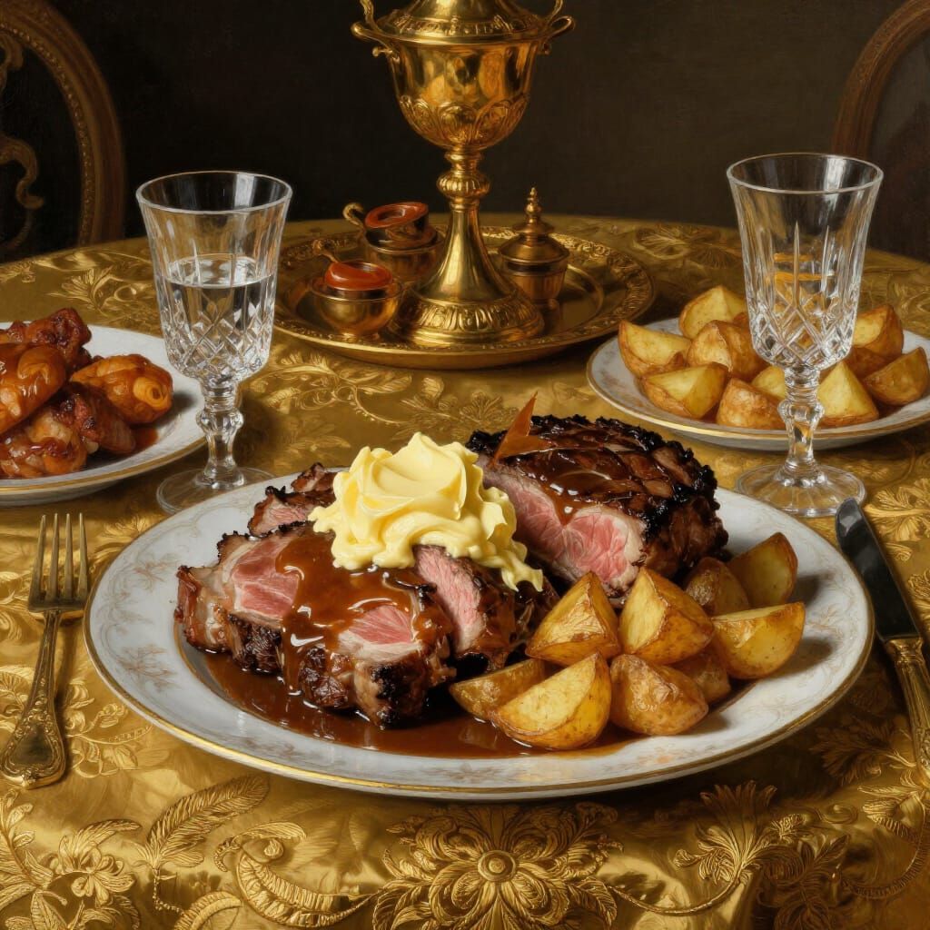 Hyperrealistic Dutch Masters Banquet Oil Painting