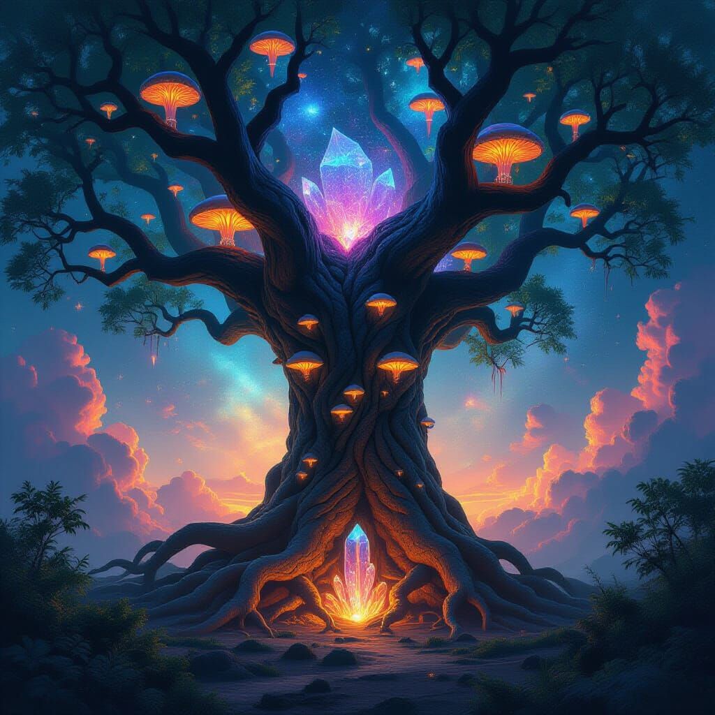 Ancient Cosmic Tree with Luminescent Fungi in Biomechanical ...