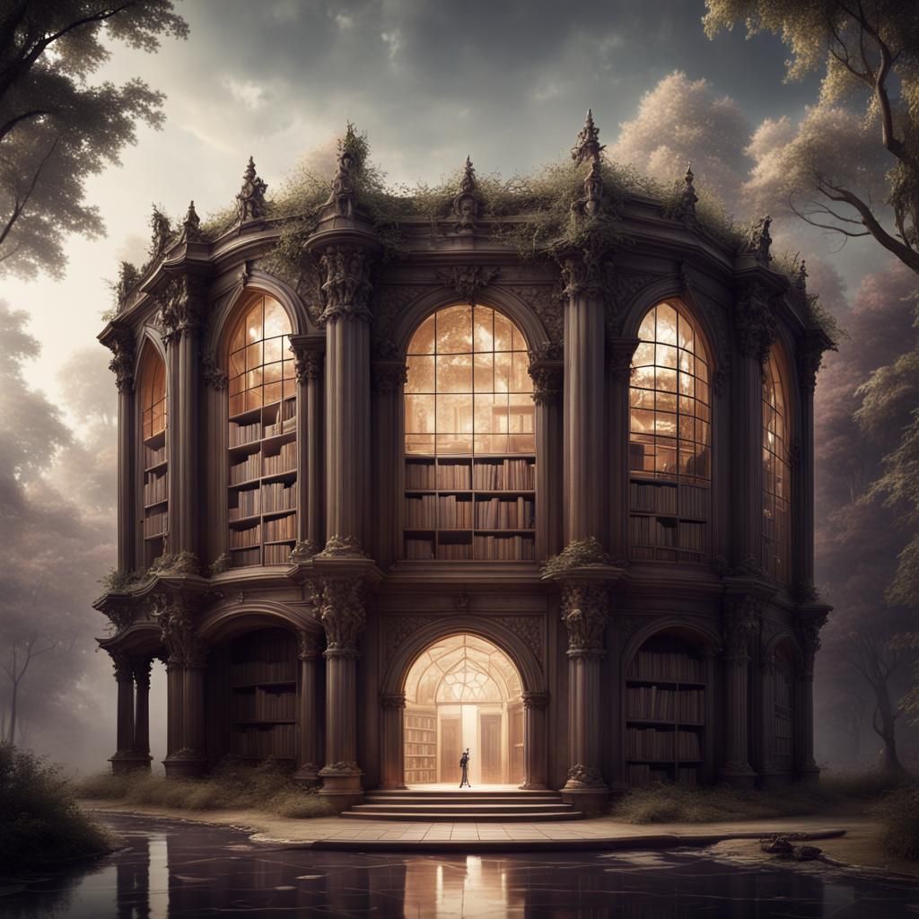 Mystical Forgotten Library with Arcane Symbols