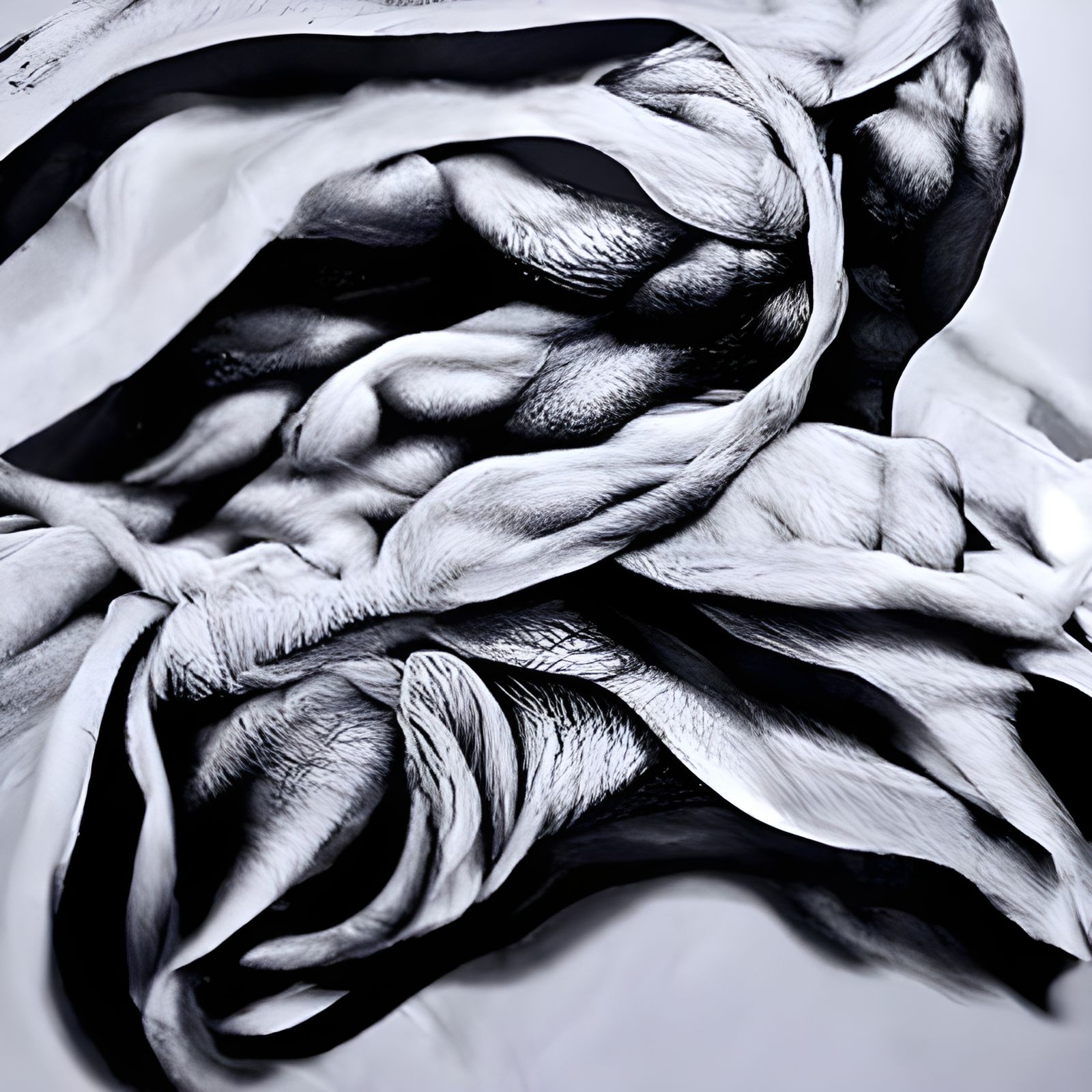 Muscular Bodybuilder Flexing Arms in Charcoal Drawing