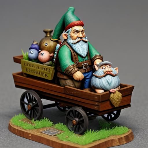 Gnome Merchant Spy Rides Miniature Pig