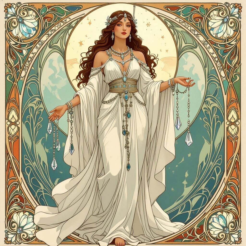 Ethereal Angelic Goddess in Art Nouveau Style
