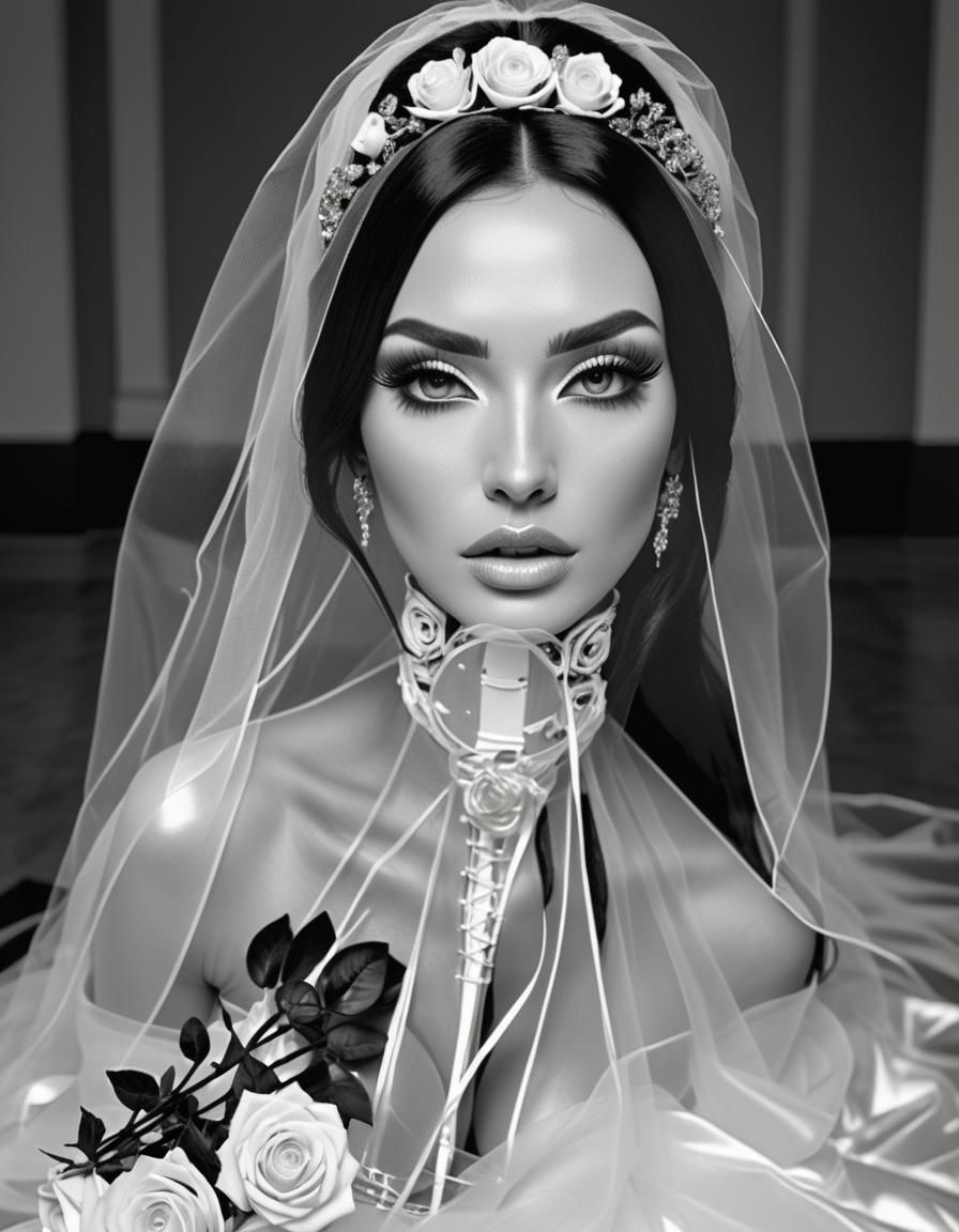 Modern Bride in Golden Rubber Dress