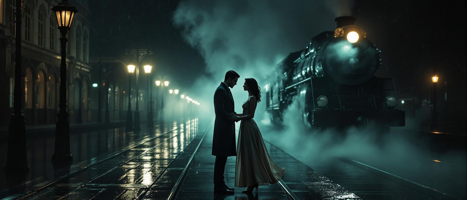 Farewell on a Film Noir Train Platform