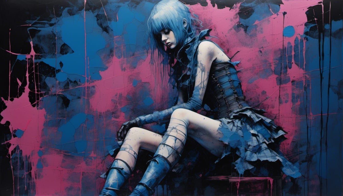 Gothic Surrealism Portrait in Mixed Media Style