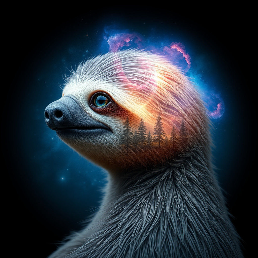 Cosmic Sloth Bathed in Moonlight
