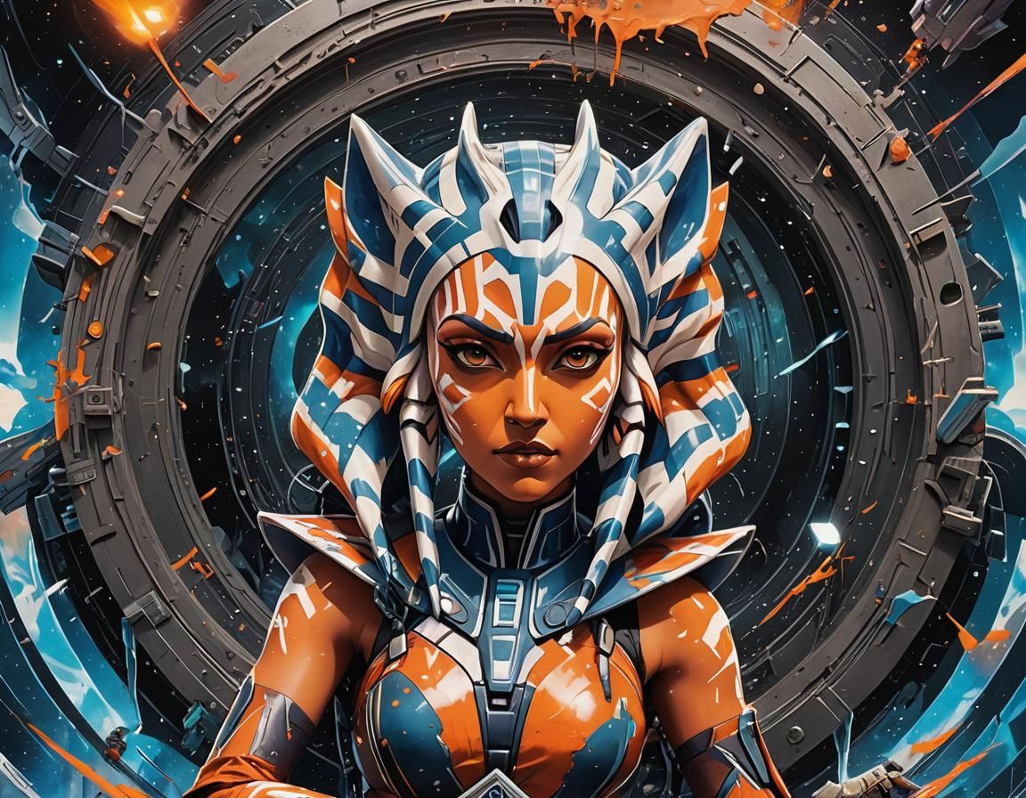 Ahsoka Tano's Multiverse Journey as Mixed Media Illustration