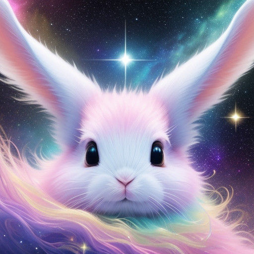 Surreal Whimsy: A Dreamy Bunny in a Vibrant Galaxy