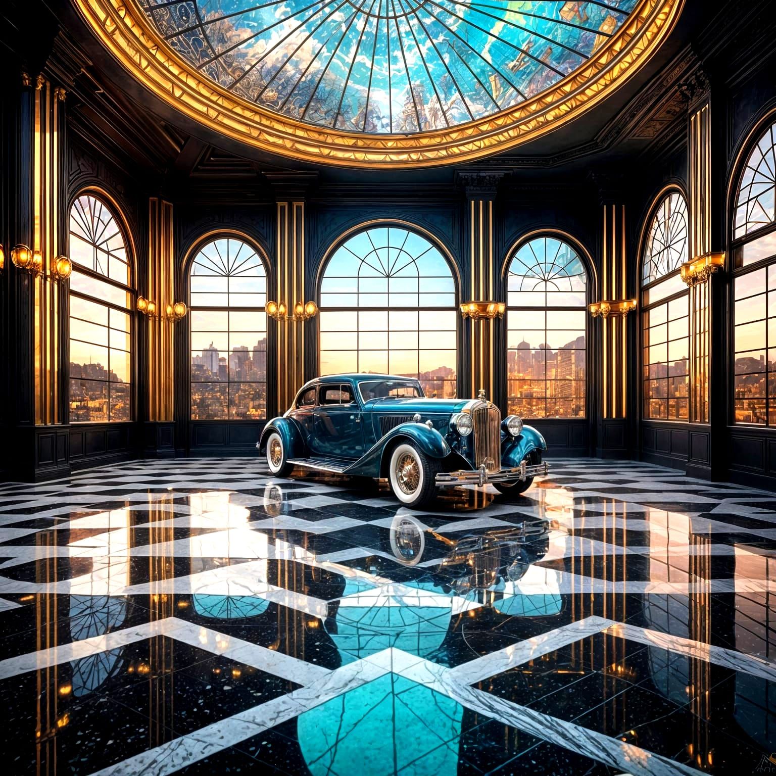 Glamorous 1930s Car Showroom in Art Deco Style