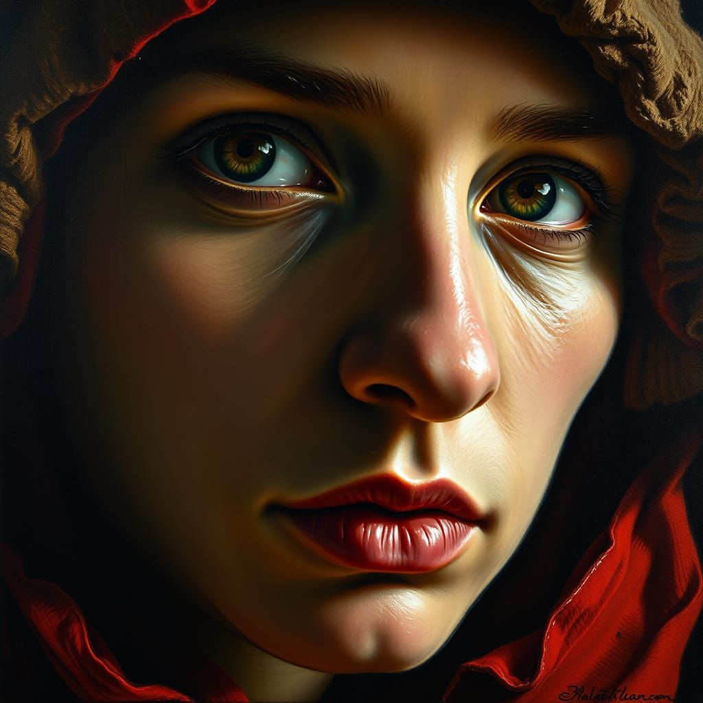 Dramatic Oil Portrait in Rich, Vivid Colors and Bold Brushst...