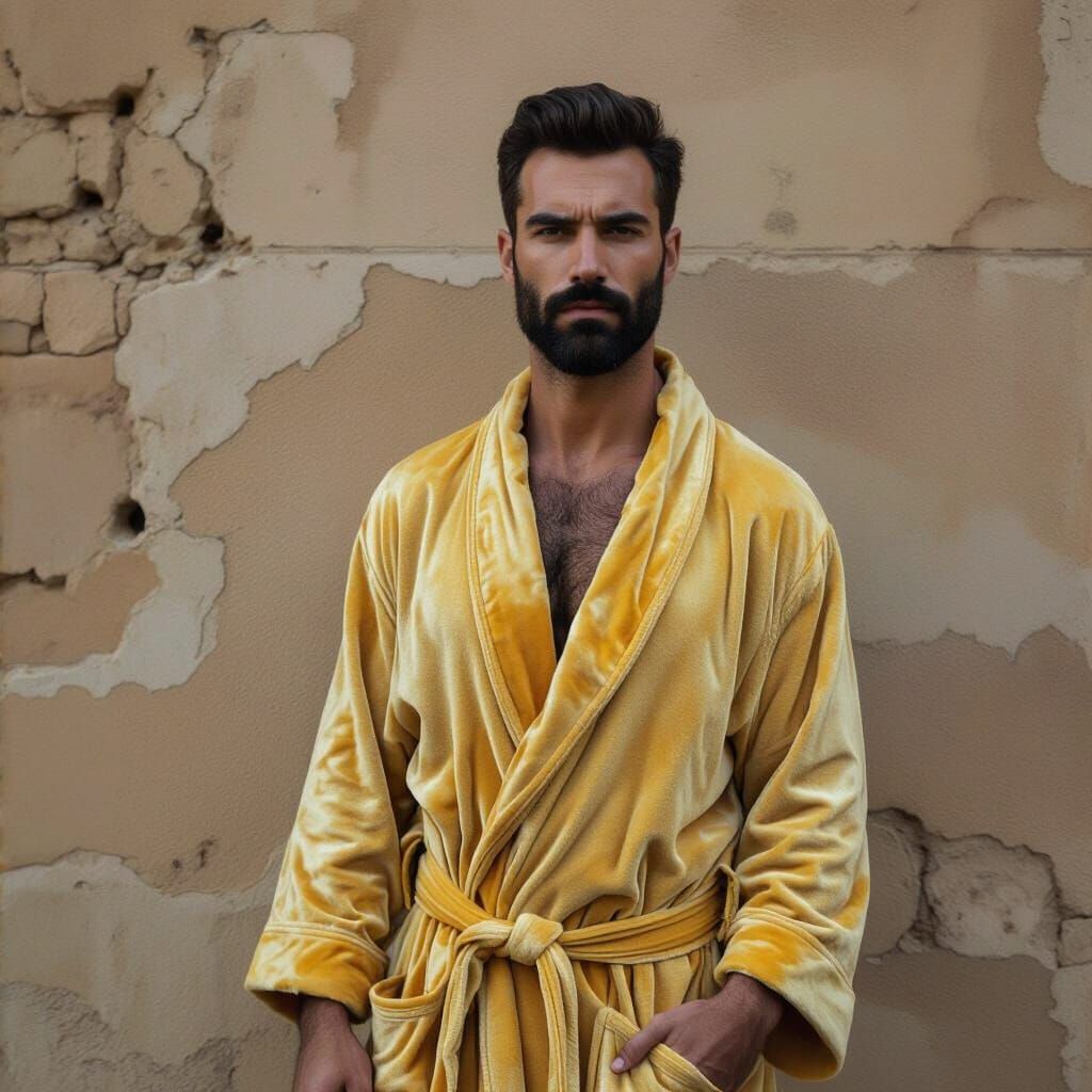 Man in Yellow Velvet Robe, Detailed Matte Painting