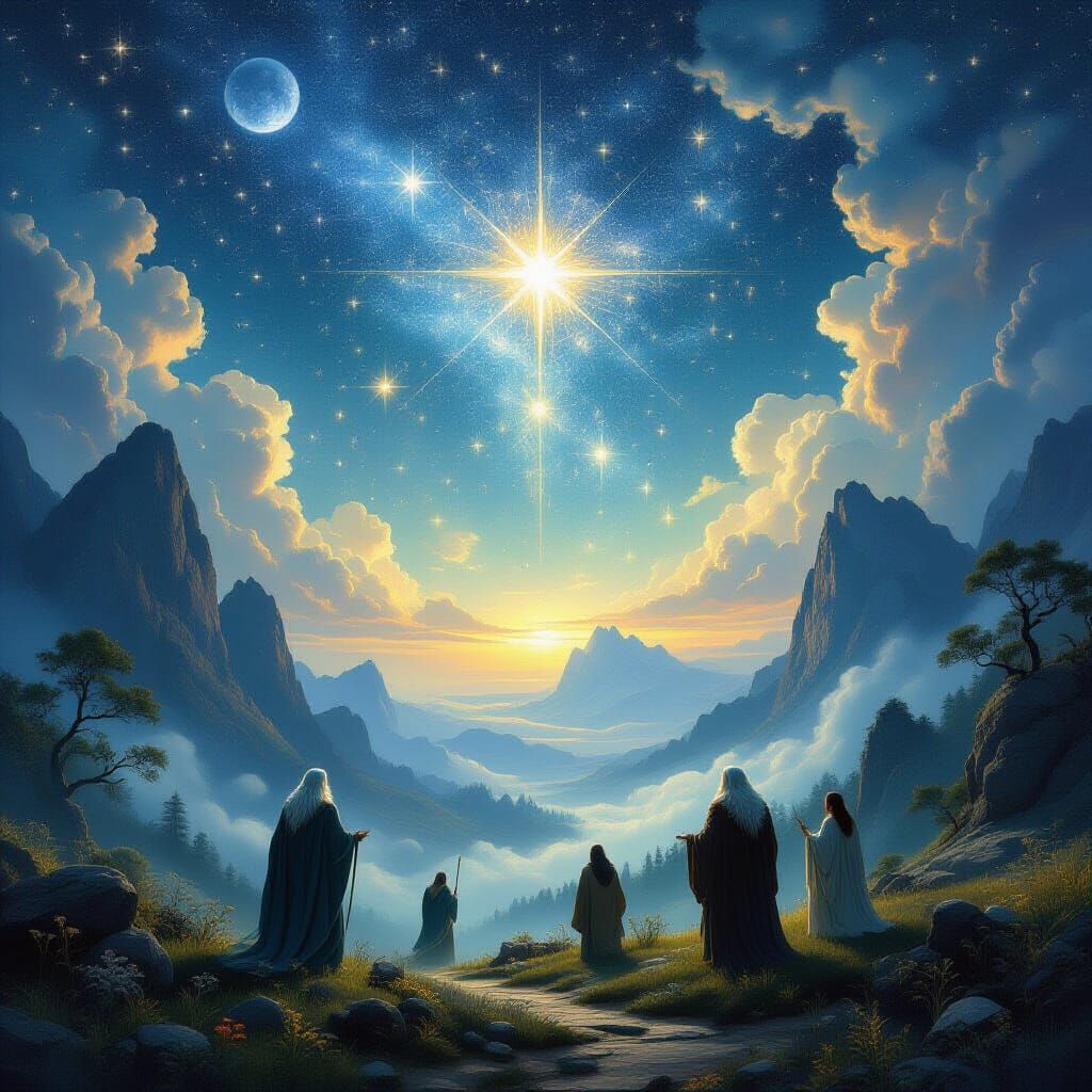 Ethereal Folklore Scene with Mystical Creatures